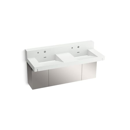 Kohler 60In Wall-Mount Basin Lavatory System With Backsplash In Miami White 81025-BSS-KEH